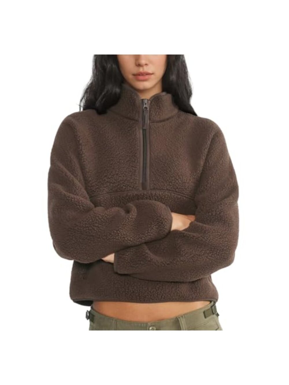 Sherpa Fleece Quarter Zip Sweatshirt Pullover